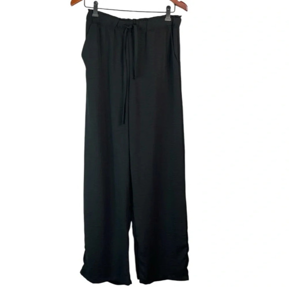 FOREVER 21 NWT Contemporary High Waist Wide Leg Pants Black Elastic Drawstring M - Picture 2 of 10